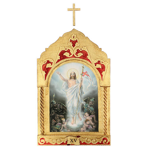 Trittico Via Crucis legno di pioppo 55x35 15 stazioni 17