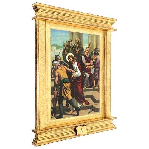 Way of the Cross, 15 stations, printings with monumental frame, poplar wood, 22x18x1.5 in 2