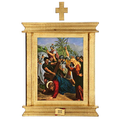 Way of the Cross, 15 stations, printings with monumental frame, poplar wood, 22x18x1.5 in 5