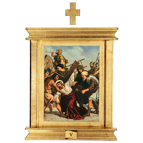 Way of the Cross, 15 stations, printings with monumental frame, poplar wood, 22x18x1.5 in 7