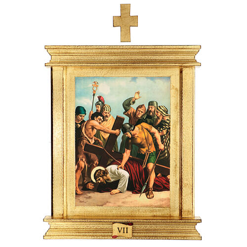 Way of the Cross, 15 stations, printings with monumental frame, poplar wood, 22x18x1.5 in 9