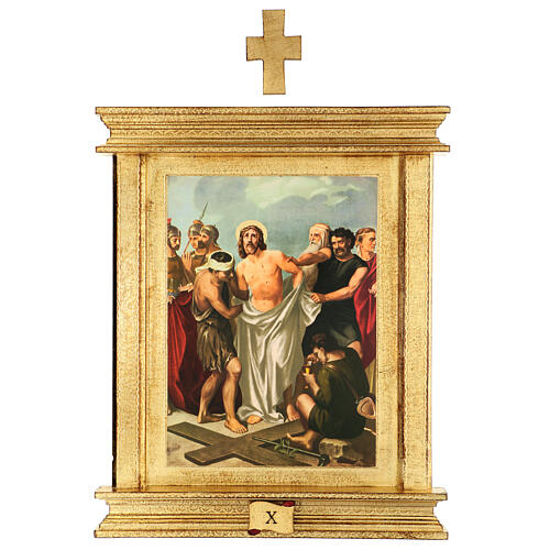Way of the Cross, 15 stations, printings with monumental frame, poplar wood, 22x18x1.5 in 12