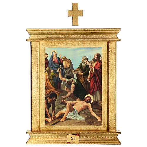 Way of the Cross, 15 stations, printings with monumental frame, poplar wood, 22x18x1.5 in 13