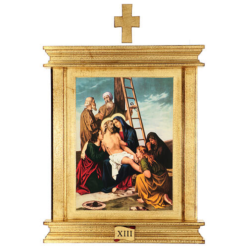 Way of the Cross, 15 stations, printings with monumental frame, poplar wood, 22x18x1.5 in 15