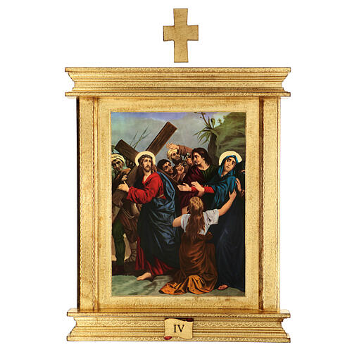 Cuadros Vía Crucis 15 estaciones 55x45 madera hoja oro 6