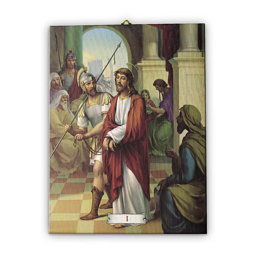 Way of the Cross in pictorial canvas 15 stations 20x25cm 1